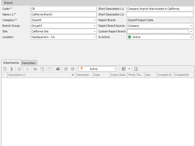 branch detail screen