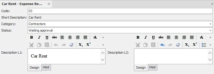 expenses report detail screen