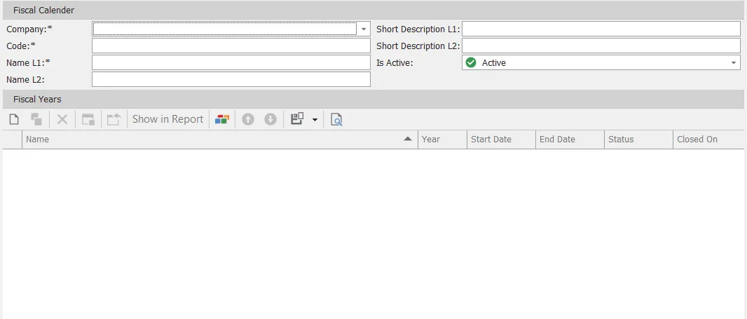 fiscal calendar detail screen