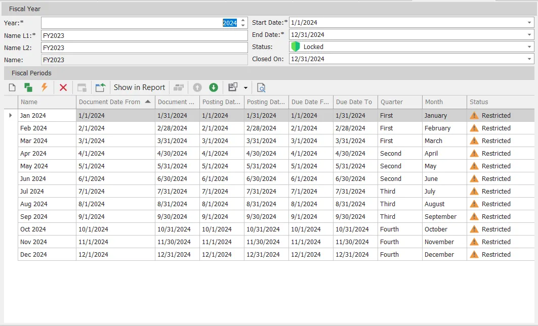 fiscal year detail screen