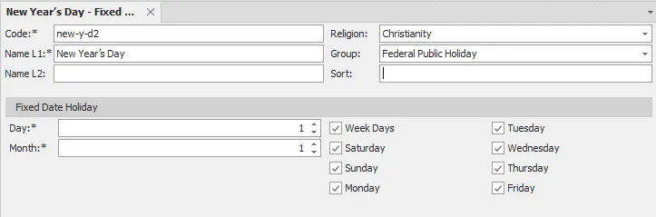 fixed date holiday detail screen