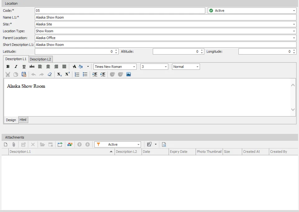location detail screen